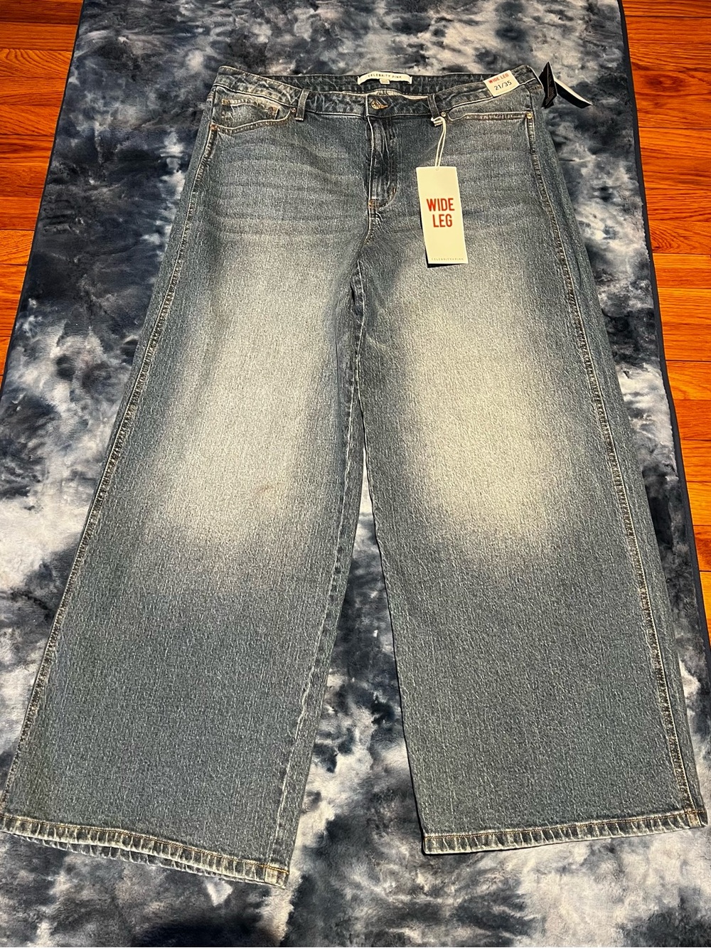 Celebrity Pink Wide Leg plus Jeans in Faded Blue Denim
